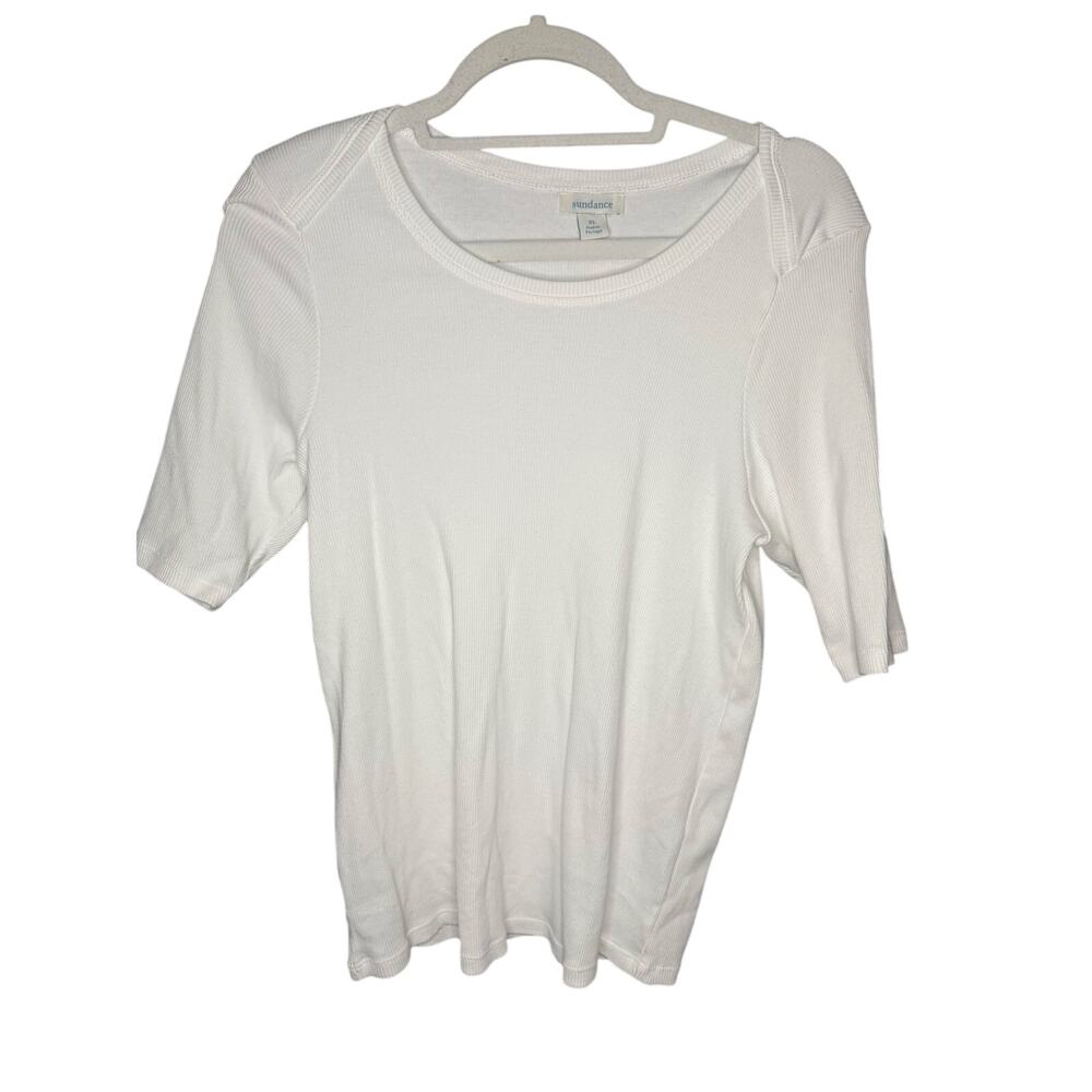 Sundance Women's Ribbed Cotton Short Sleeve Top Size XL